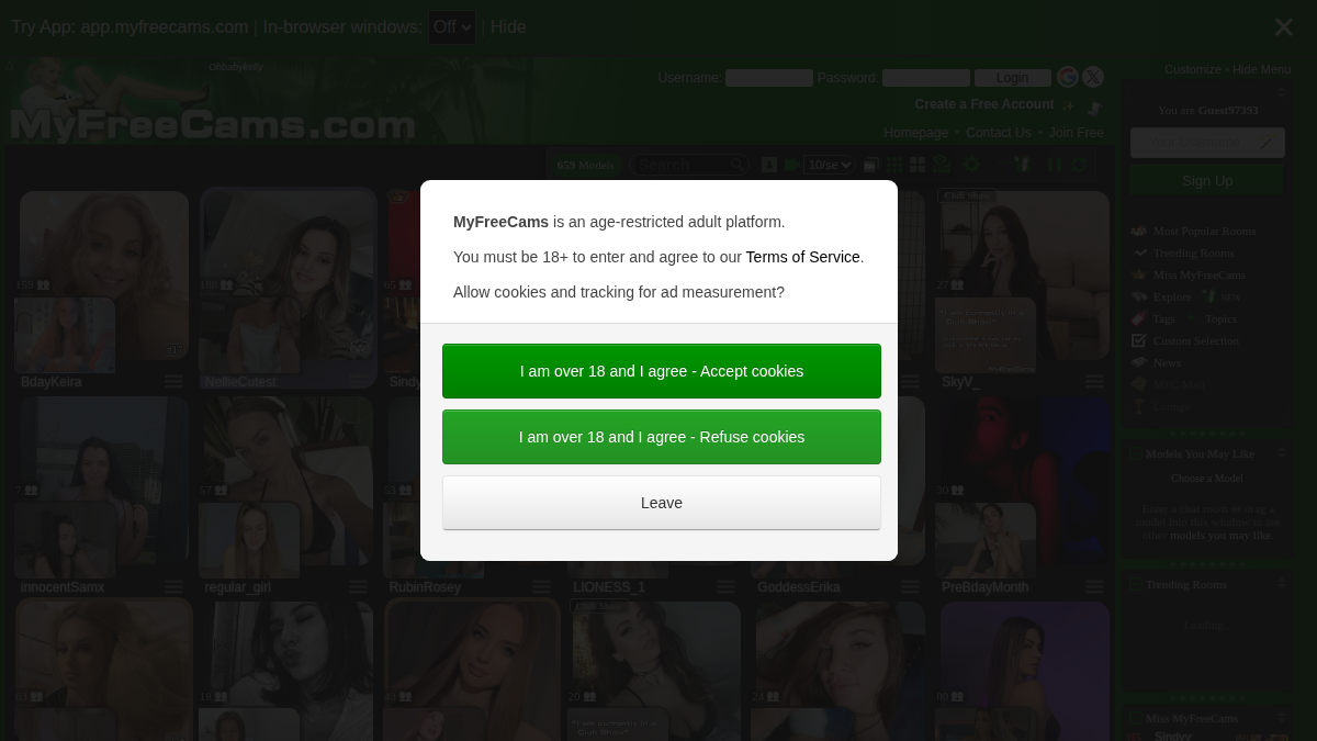 MyFreeCams · Voorbeeld van
